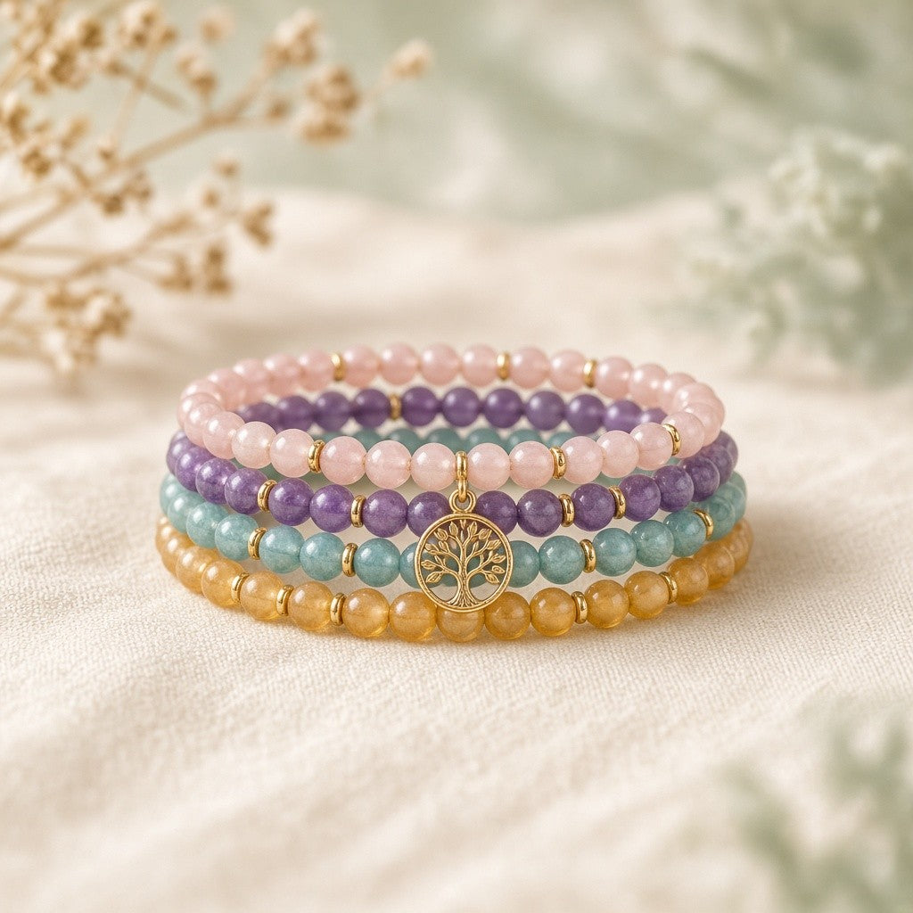 Energy Balance Series — four-stone bracelet sets by EclipticJew