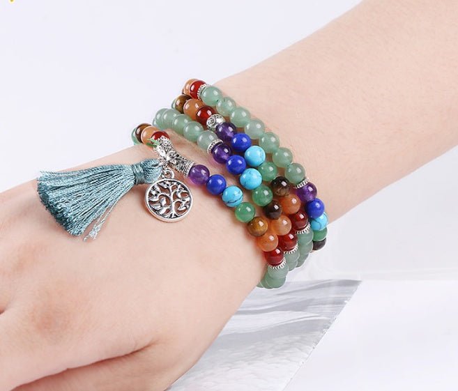 108 seven chakra energy stone bracelet - EclipticJew