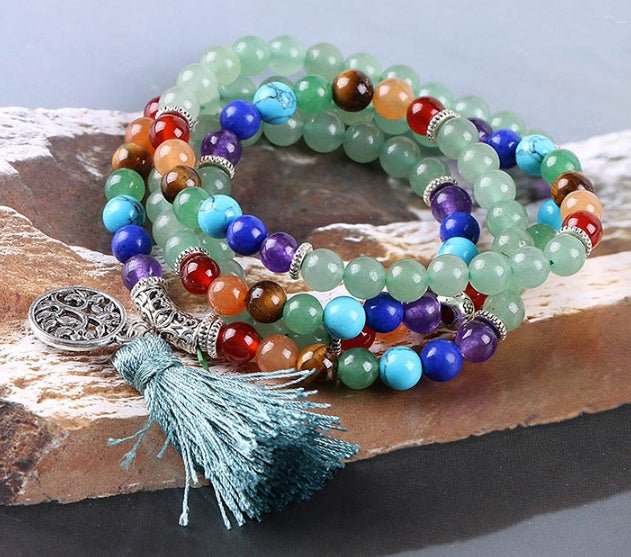 108 seven chakra energy stone bracelet - EclipticJew