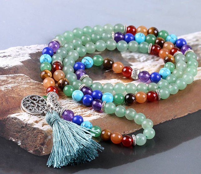 108 seven chakra energy stone bracelet - EclipticJew