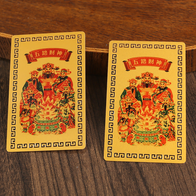 Five Wealth Gods Talisman Card – Taoist Pocket Charm for Prosperity & Good Fortune EclipticJew