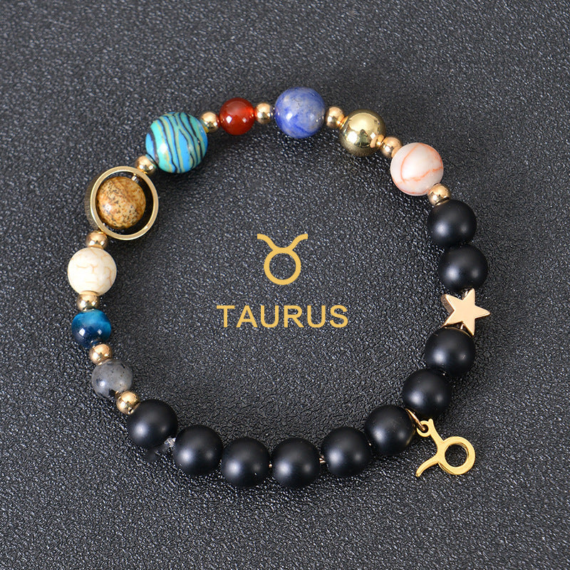 Eight Planets Twelve Constellations Bracelets Frosted Stone Beaded Bracelet EclipticJew