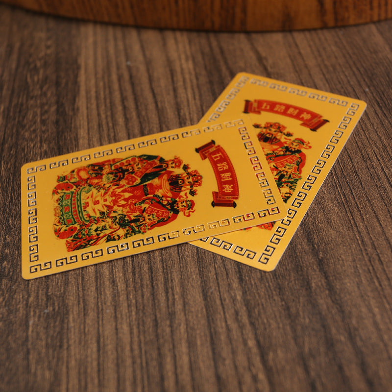Five Wealth Gods Talisman Card – Taoist Pocket Charm for Prosperity & Good Fortune EclipticJew