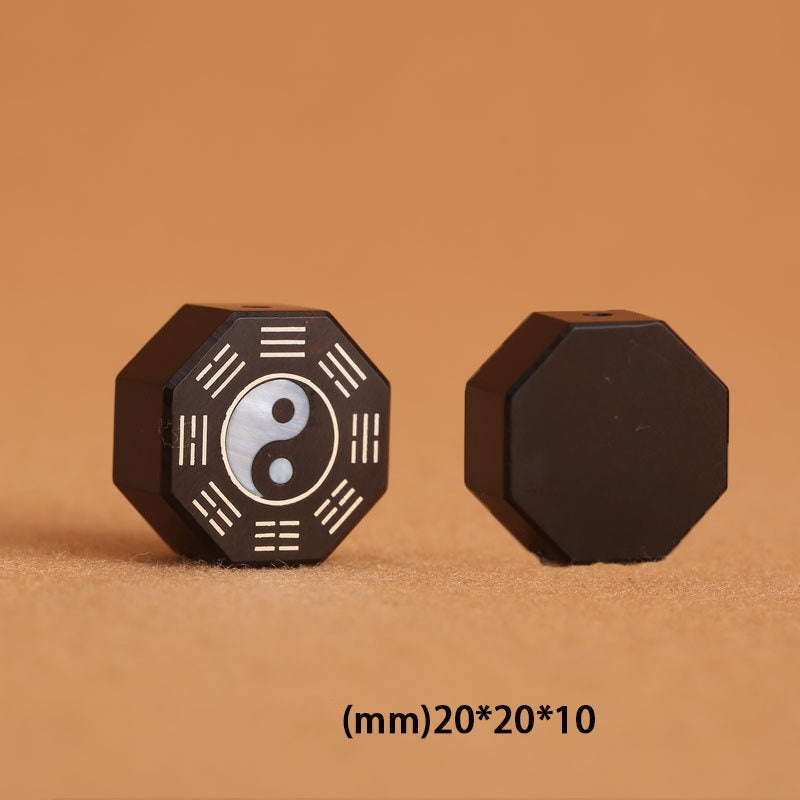 Reflective Taoist bracelet Bagua Bracelet with Thunderstruck Wood, Sterling Silver & Shell Inlay EclipticJew