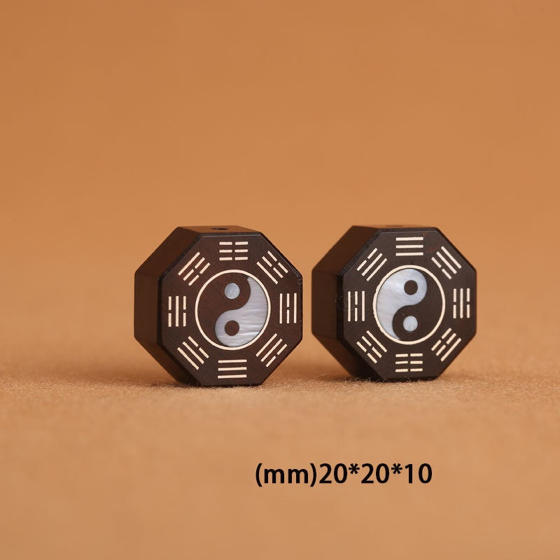 Reflective Taoist bracelet Bagua Bracelet with Thunderstruck Wood, Sterling Silver & Shell Inlay EclipticJew