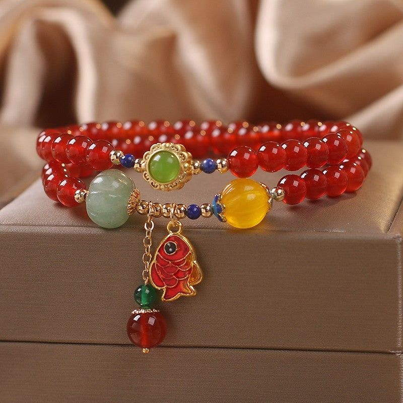 Female  Natural Color Hair Crystal Bracelet National Fashion - EclipticJew