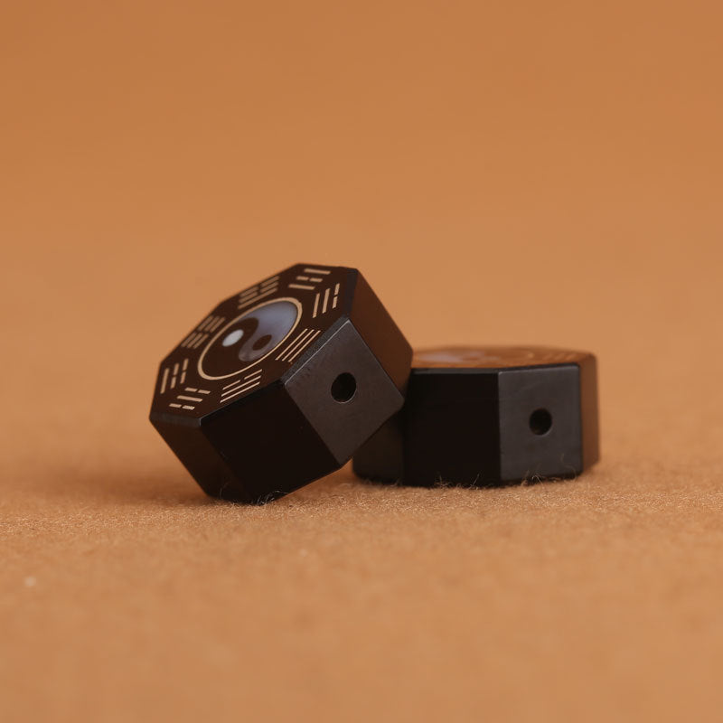 Reflective Taoist bracelet Bagua Bracelet with Thunderstruck Wood, Sterling Silver & Shell Inlay EclipticJew