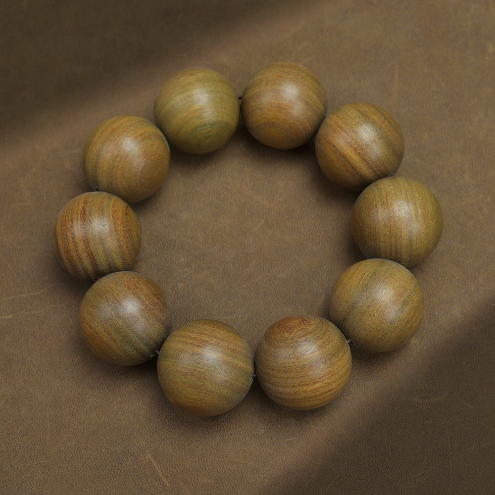 Green Sandalwood Bead Bracelet – Taoist 15-Bead Circle for Calm & Meditation EclipticJew