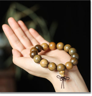 Green Sandalwood Bead Bracelet – Taoist 15-Bead Circle for Calm & Meditation EclipticJew