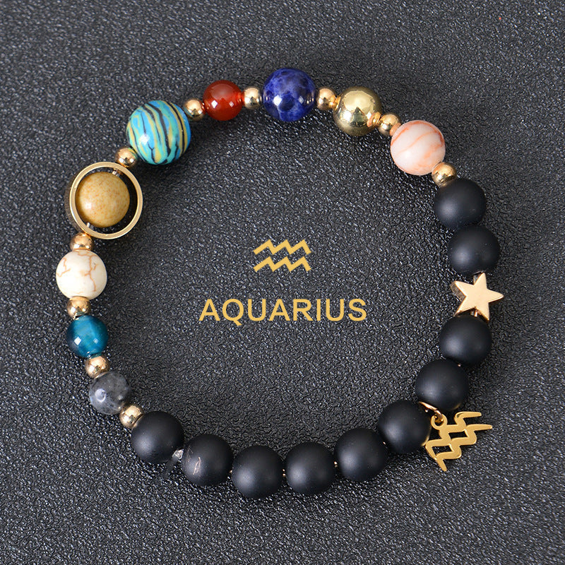 Eight Planets Twelve Constellations Bracelets Frosted Stone Beaded Bracelet EclipticJew