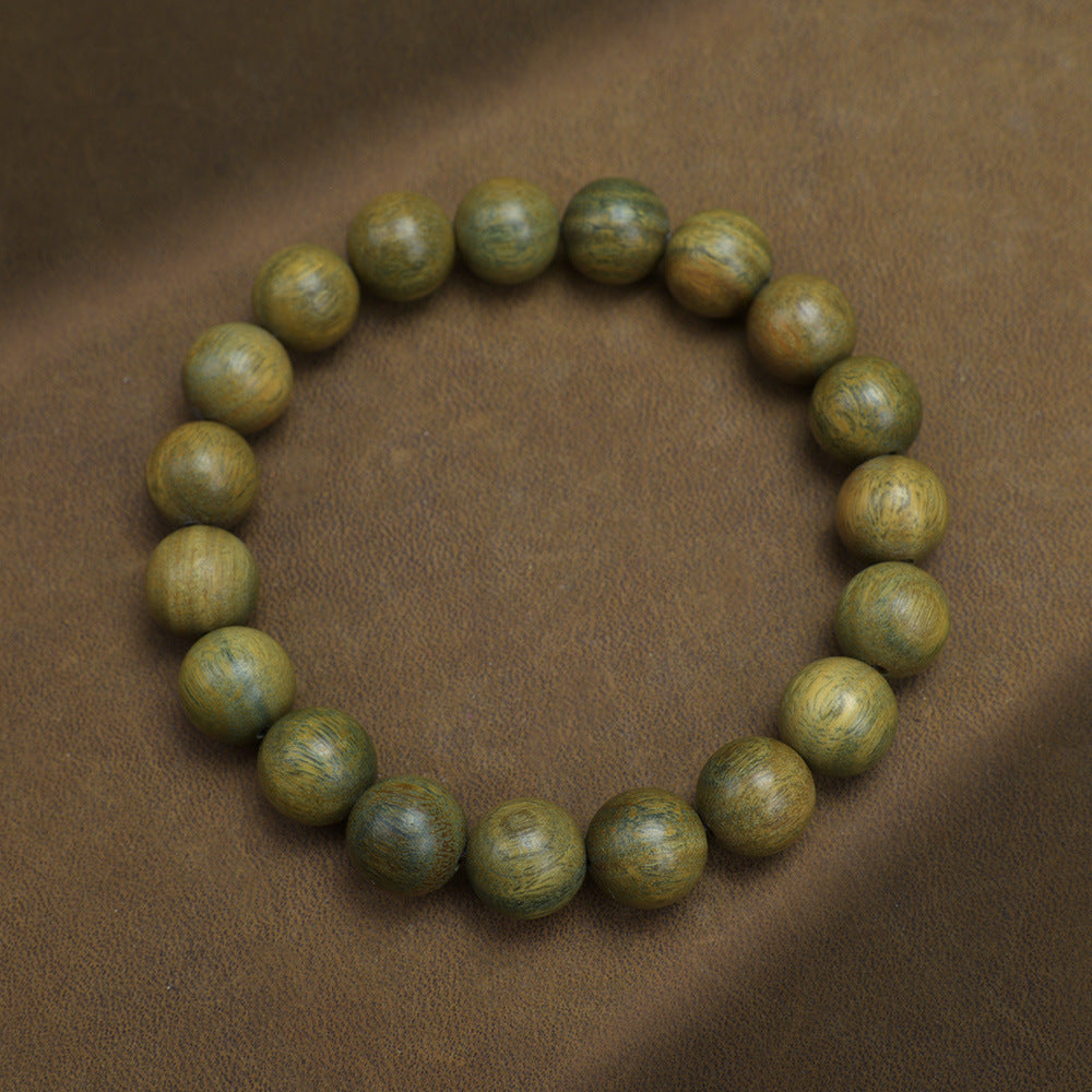 Green Sandalwood Bead Bracelet – Taoist 15-Bead Circle for Calm & Meditation EclipticJew