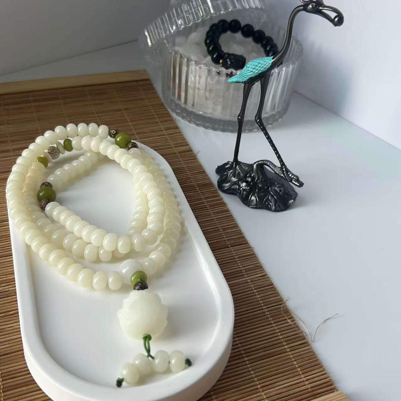 Natural Bodhi Seed Bracelet White Bodhi Seed Mala
