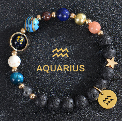 Eight Planets Twelve Constellations Bracelets Frosted Stone Beaded Bracelet EclipticJew