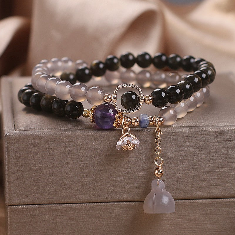 Female  Natural Color Hair Crystal Bracelet National Fashion - EclipticJew
