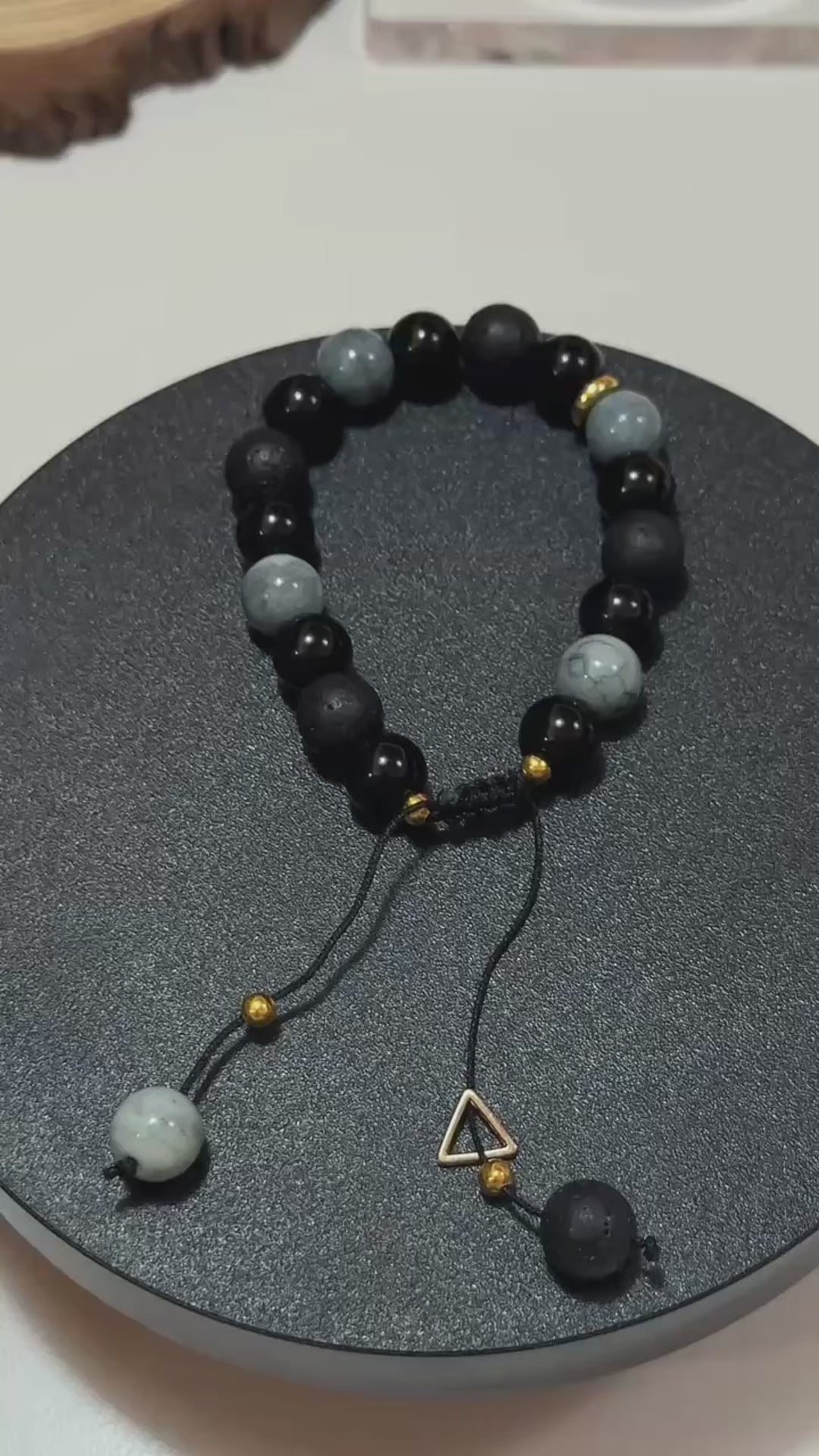 Volcanic Stone Minimalist Energy Bracelet | Black Lava & Marble Beads