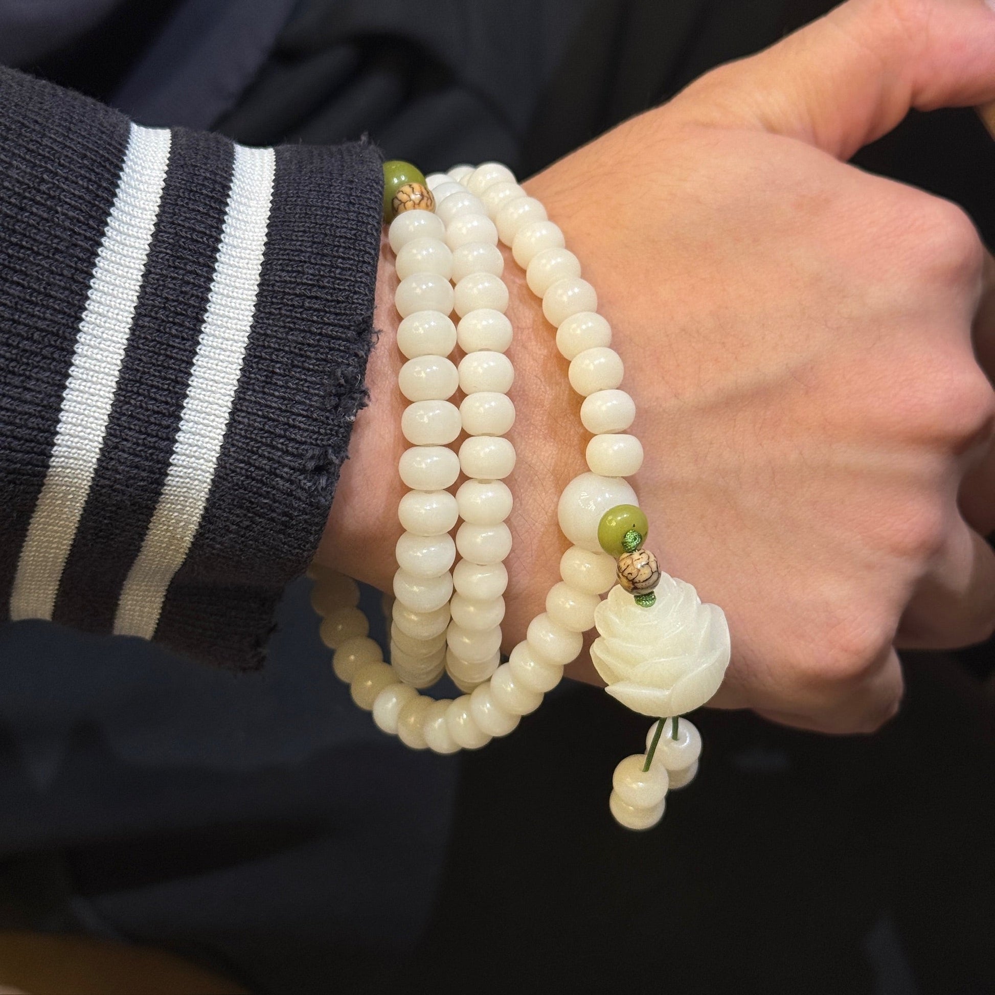 Natural Bodhi Seed Bracelet White Bodhi Seed Mala Blessed EclipticJew