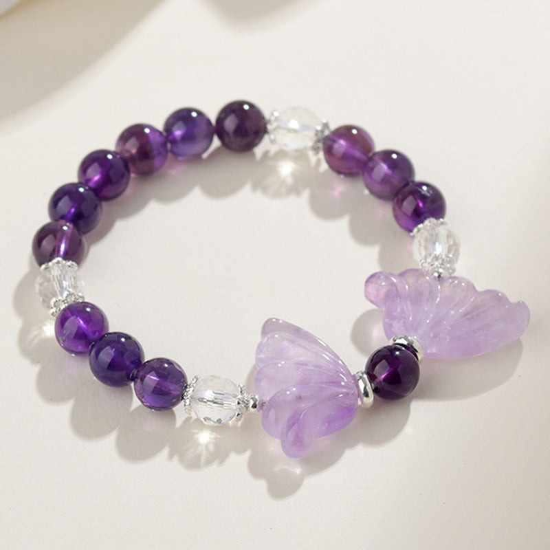 Natural Amethyst Bracelet Crystal Butterfly Healing Bracelet EclipticJew