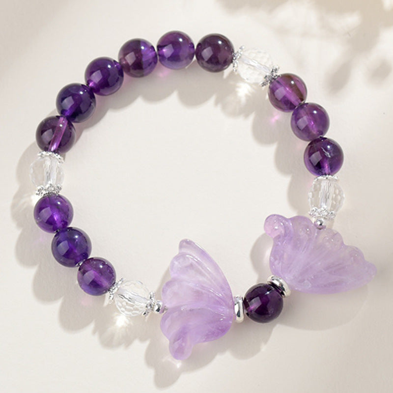 Natural Amethyst Bracelet Crystal Butterfly Healing Bracelet EclipticJew