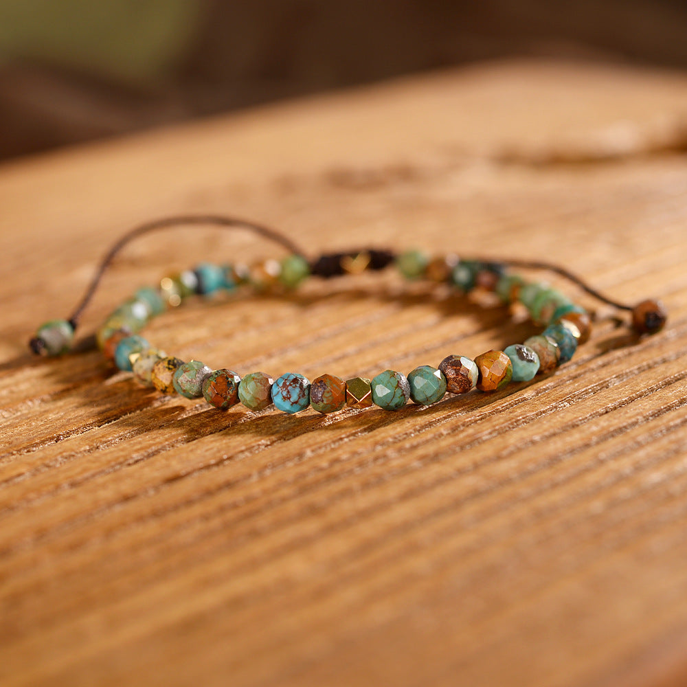 African Turquoise bracelet stone Braided Bracelet EclipticJew