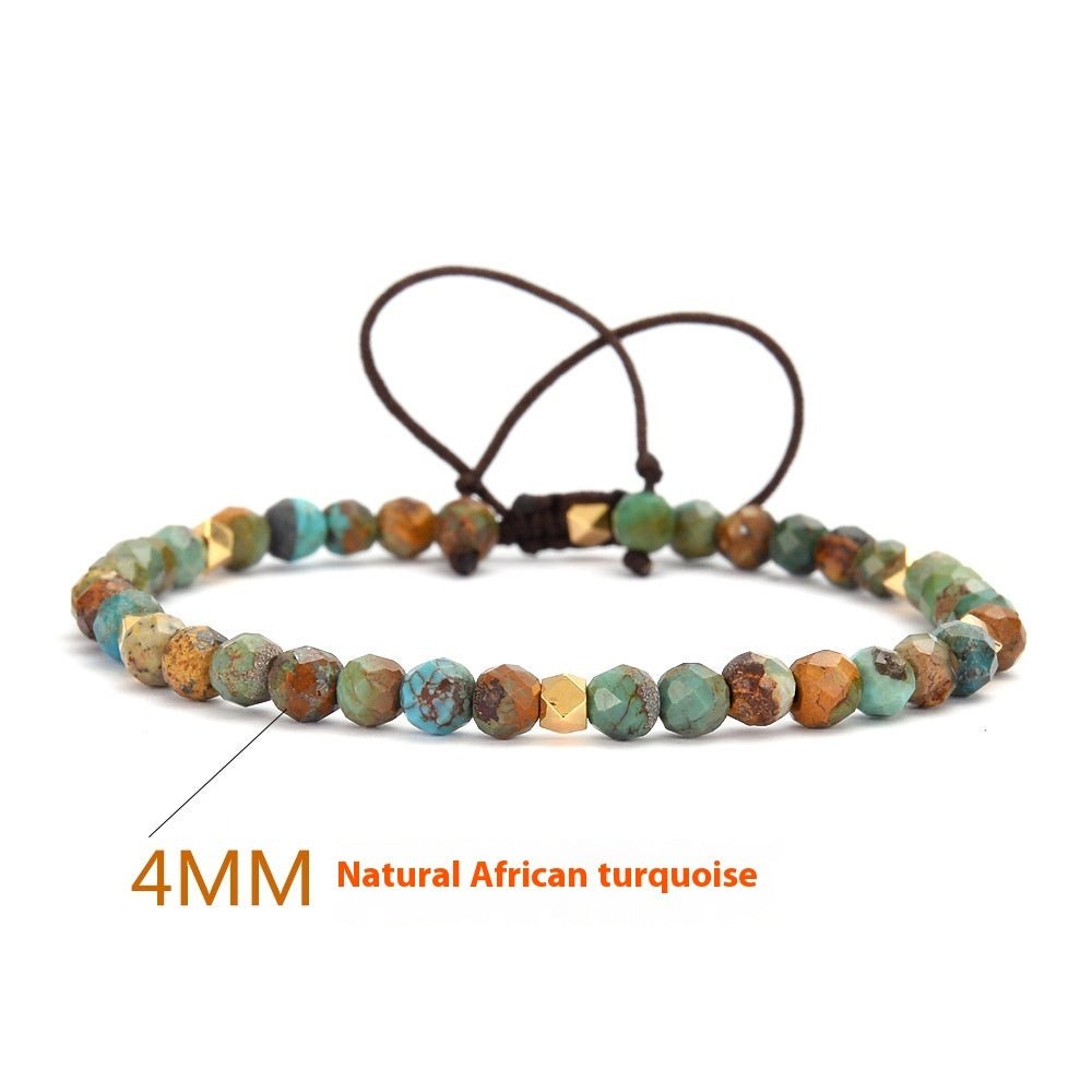 African Turquoise bracelet stone Braided Bracelet - EclipticJew