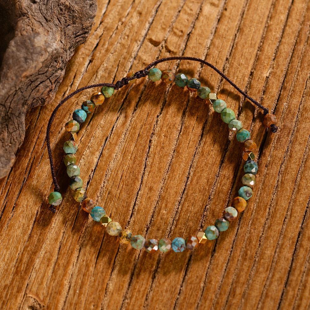 African Turquoise bracelet stone Braided Bracelet - EclipticJew