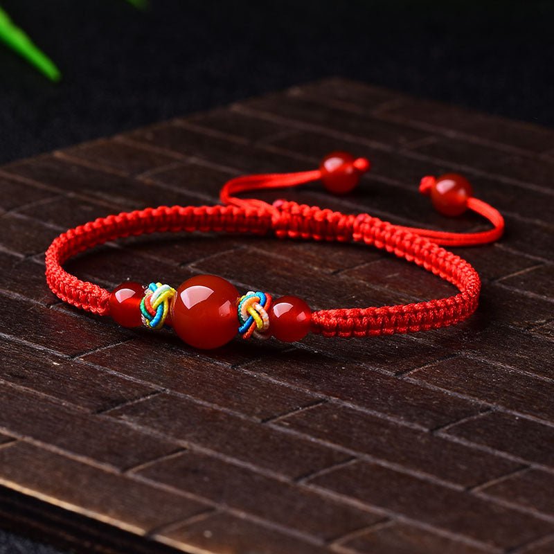 Agate Couple Jewelry Beaded Bracelet Red String - EclipticJewred string