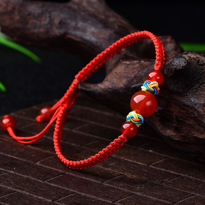 Agate Couple Jewelry Beaded Bracelet Red String - EclipticJewred string