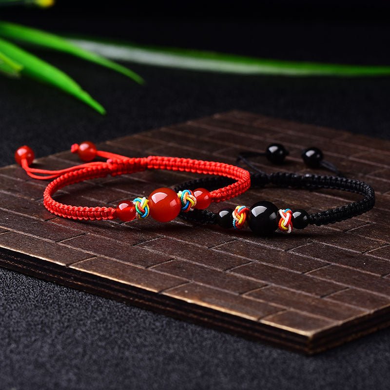 Agate Couple Jewelry Beaded Bracelet Red String - EclipticJewred string