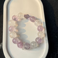 Amethyst & Clear Quartz Serenity Bracelet | Lavender Crystal Stack with Geometric Focal
