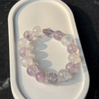Amethyst & Clear Quartz Serenity Bracelet | Lavender Crystal Stack with Geometric Focal