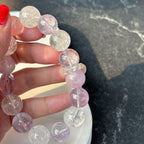 Amethyst & Clear Quartz Serenity Bracelet | Lavender Crystal Stack with Geometric Focal