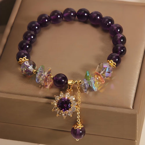 Amethyst Micro-Inlaid Sunflower Crystal Energy Bracelet