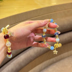 Aquamarine Crystal Bracelet | Blue Crystal Beads | Snowflake Charm | Elegant Healing Jewelry