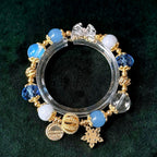 Aquamarine Crystal Bracelet | Blue Crystal Beads | Snowflake Charm | Elegant Healing Jewelry
