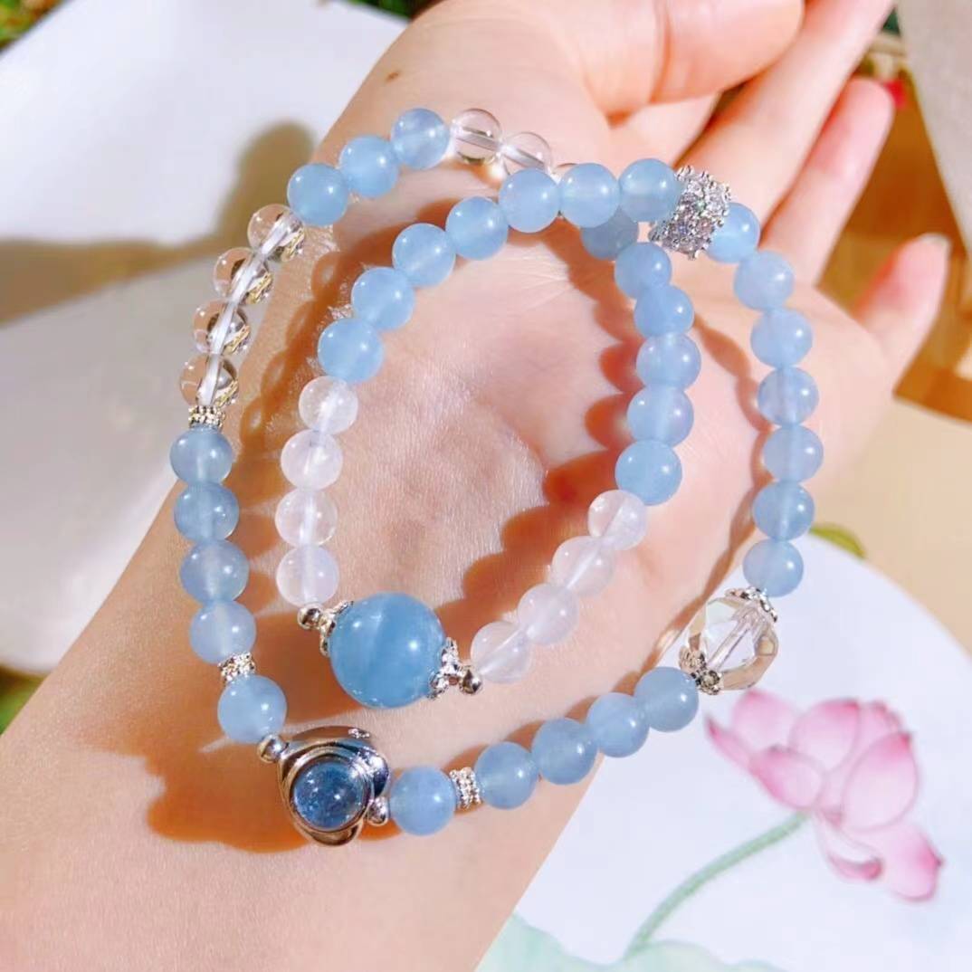 Aquamarine Double Loop Tranquility Bracelet - EclipticJewBracelets