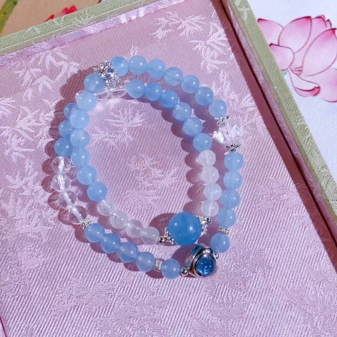 Aquamarine Double Loop Tranquility Bracelet - EclipticJewBracelets