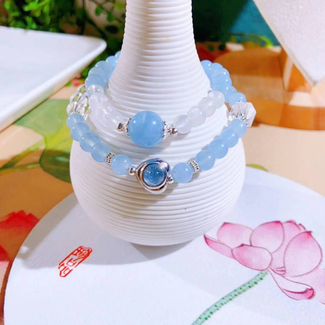 Aquamarine Double Loop Tranquility Bracelet - EclipticJewBracelets