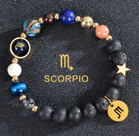 Eight Planets Twelve Constellations Bracelets Frosted Stone Beaded Bracelet EclipticJew