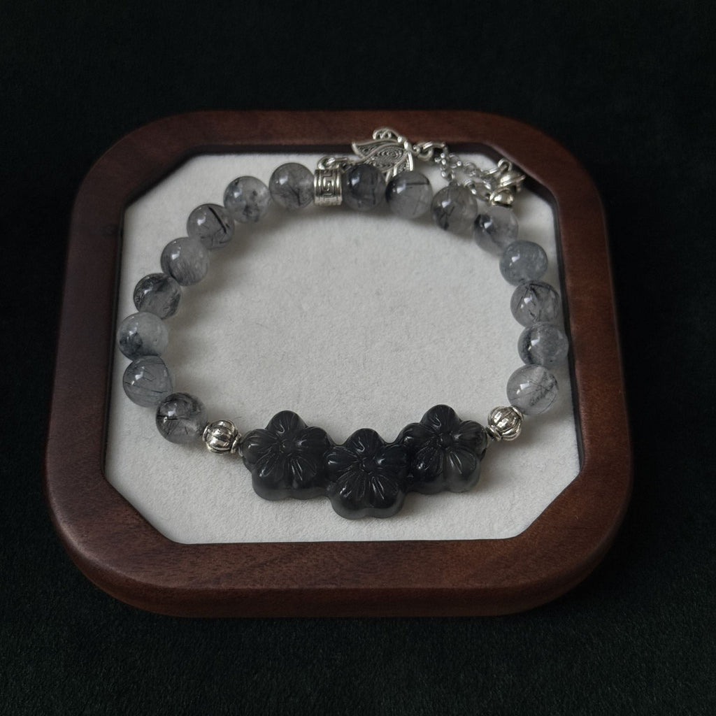 Blessed Black Rutilated Quartz Bracelet | Protection & Power Amulet