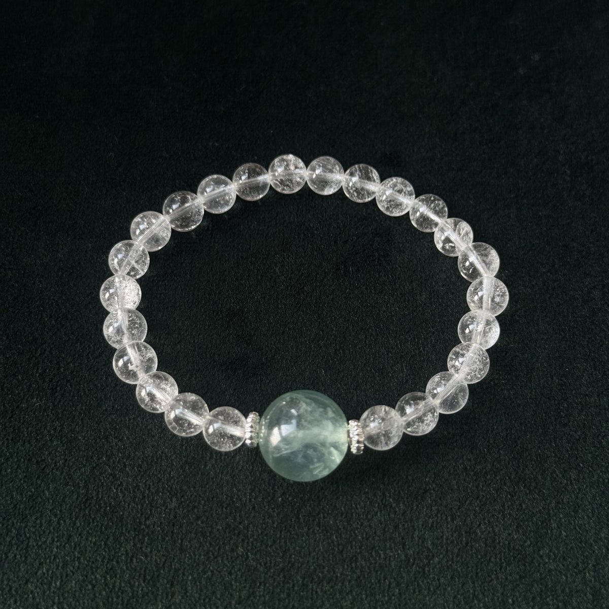 Blessed Clear Quartz & Green Fluorite Bracelet | Wisdom & Clarity Amulet