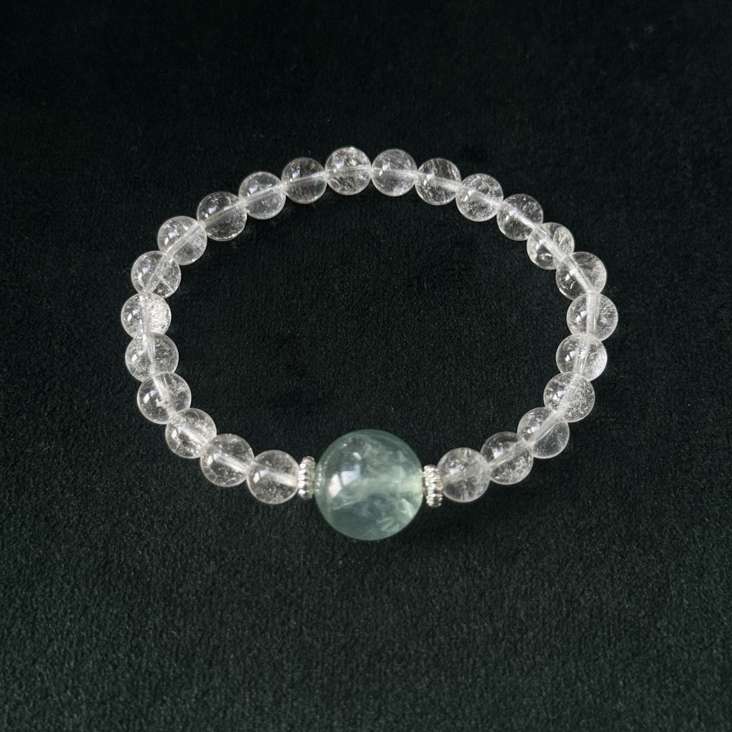 Blessed Clear Quartz & Green Fluorite Bracelet | Wisdom & Clarity Amulet