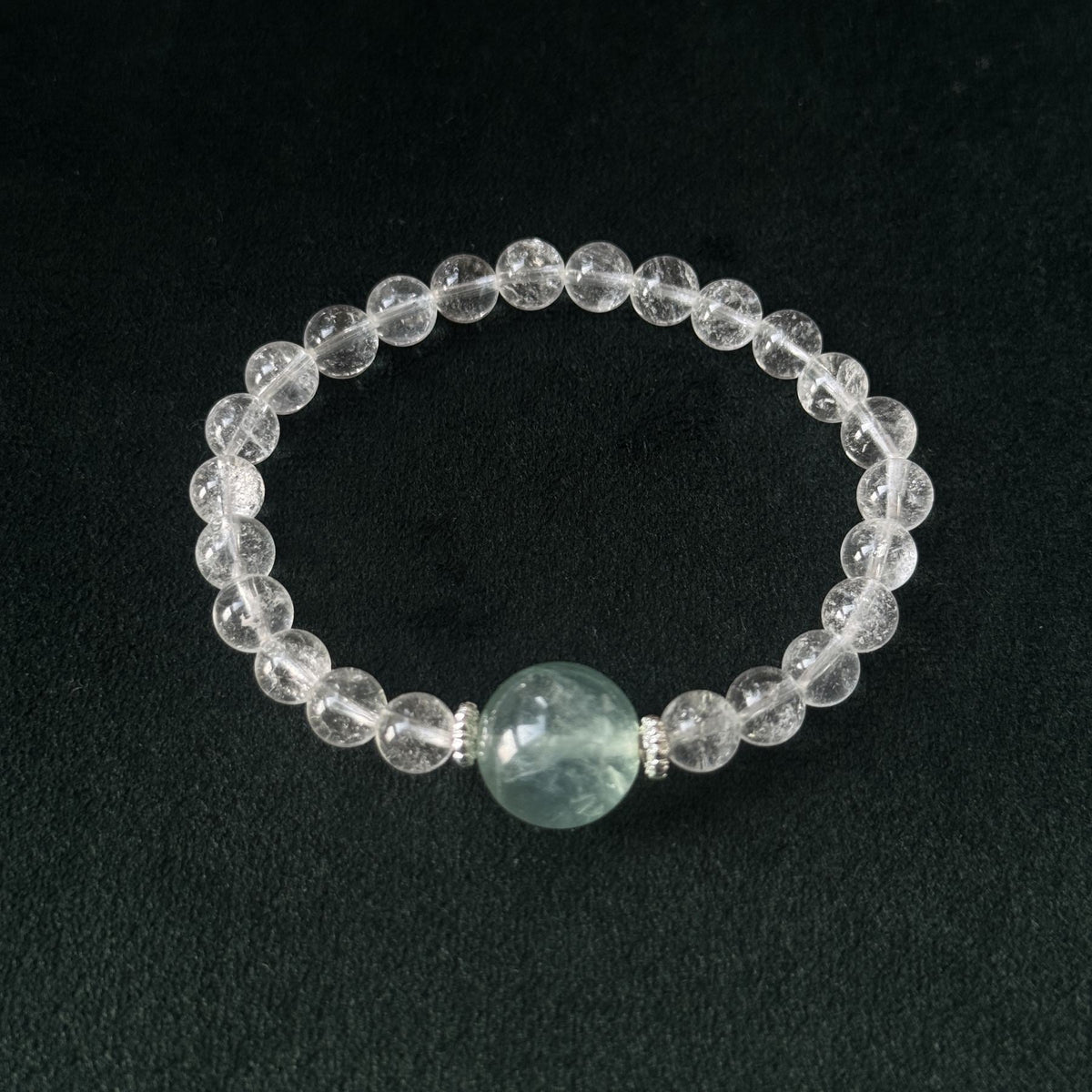 Blessed Clear Quartz & Green Fluorite Bracelet | Wisdom & Clarity Amulet