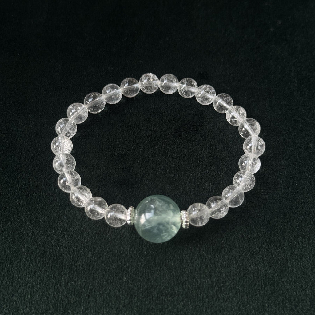 Blessed Clear Quartz & Green Fluorite Bracelet | Wisdom & Clarity Amulet
