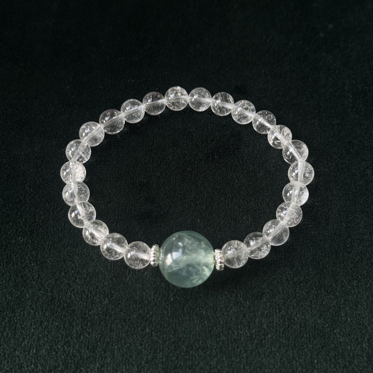 Blessed Clear Quartz & Green Fluorite Bracelet | Wisdom & Clarity Amulet