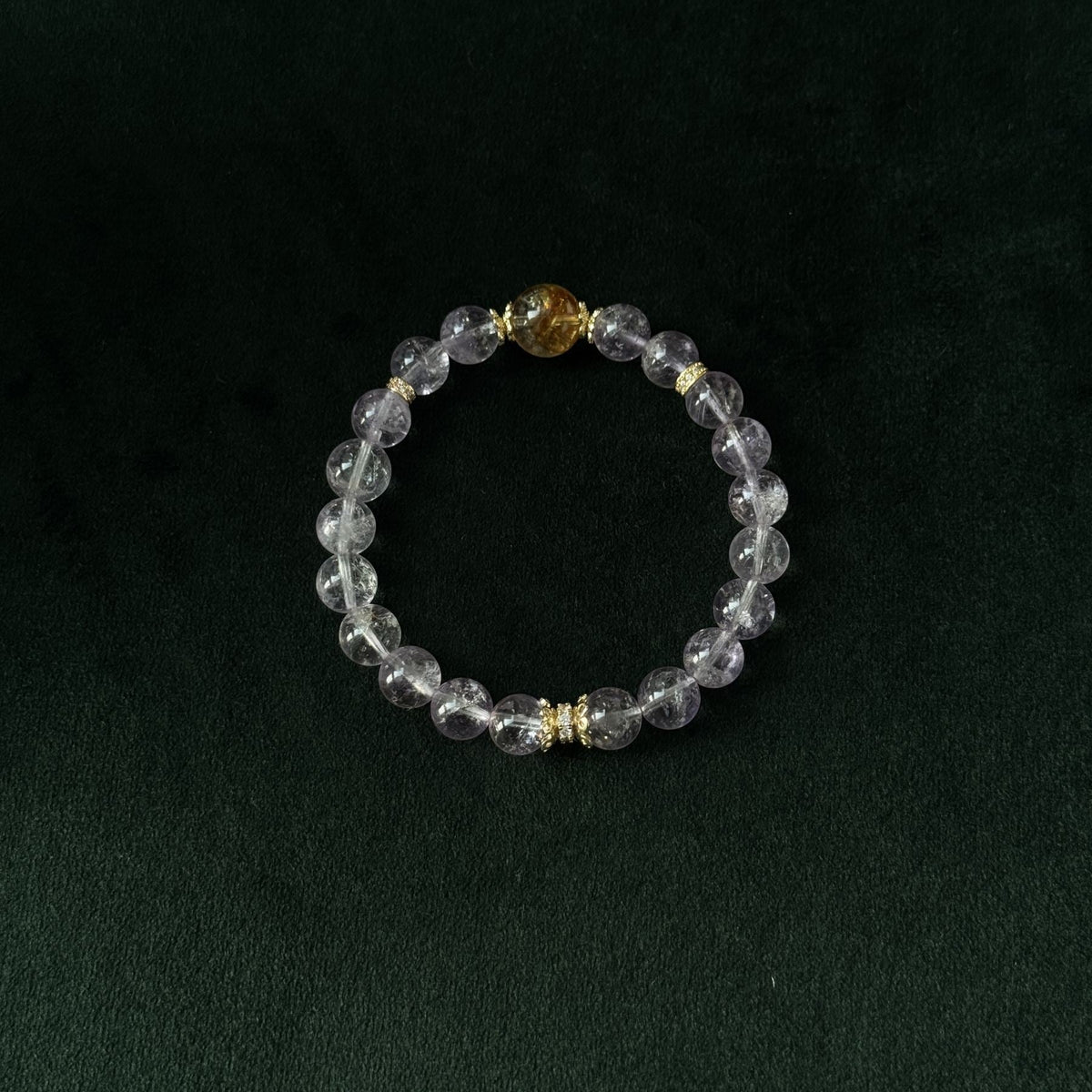 Blessed Gold Rutilated & Amethyst Bracelet | Wealth & Wisdom Amulet
