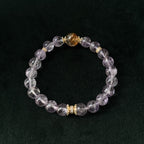 Blessed Gold Rutilated & Amethyst Bracelet | Wealth & Wisdom Amulet