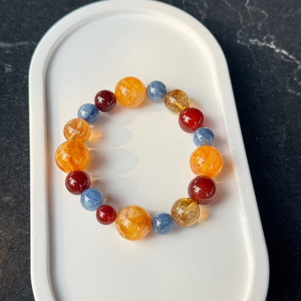 Blessed Multi-Gemstone Wealth Bracelet | Fire Quartz & Agate Amulet