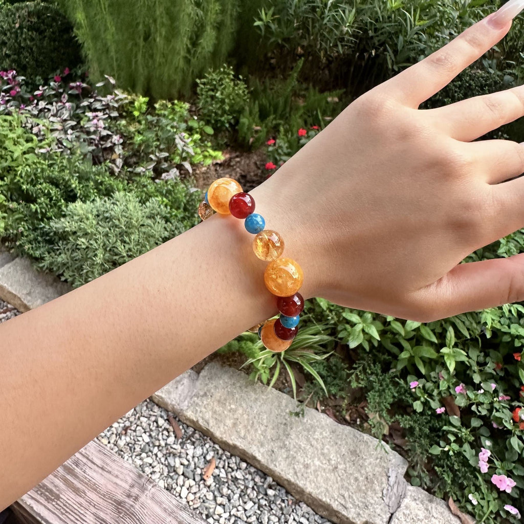 Blessed Multi-Gemstone Wealth Bracelet | Fire Quartz & Agate Amulet