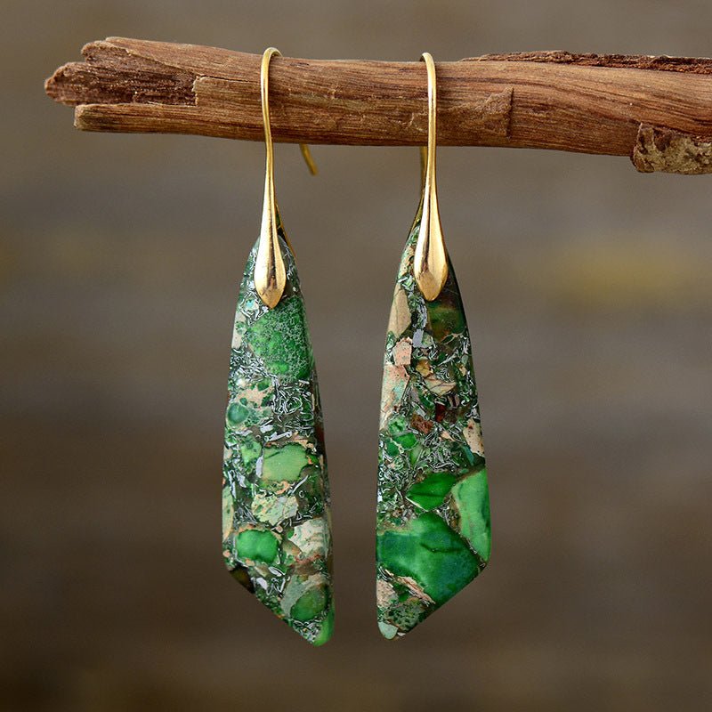 Bohemian Geometric Emperor Stone Earrings - EclipticJew