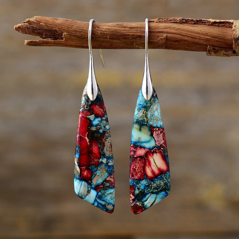 Bohemian Geometric Emperor Stone Earrings - EclipticJew